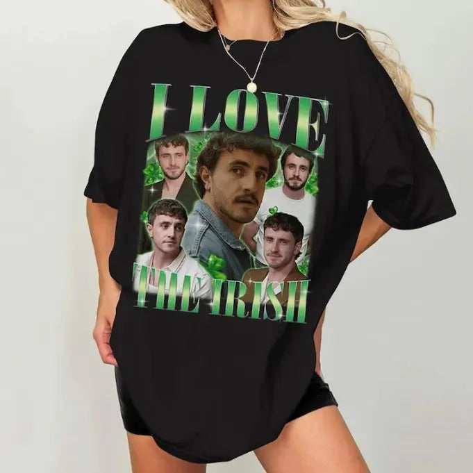 I love The Irish Paul Mescal patrick's day Shirt,St Patricks Day Shirt Hoodie, Sweatshirt | HypeCrazeTee.com