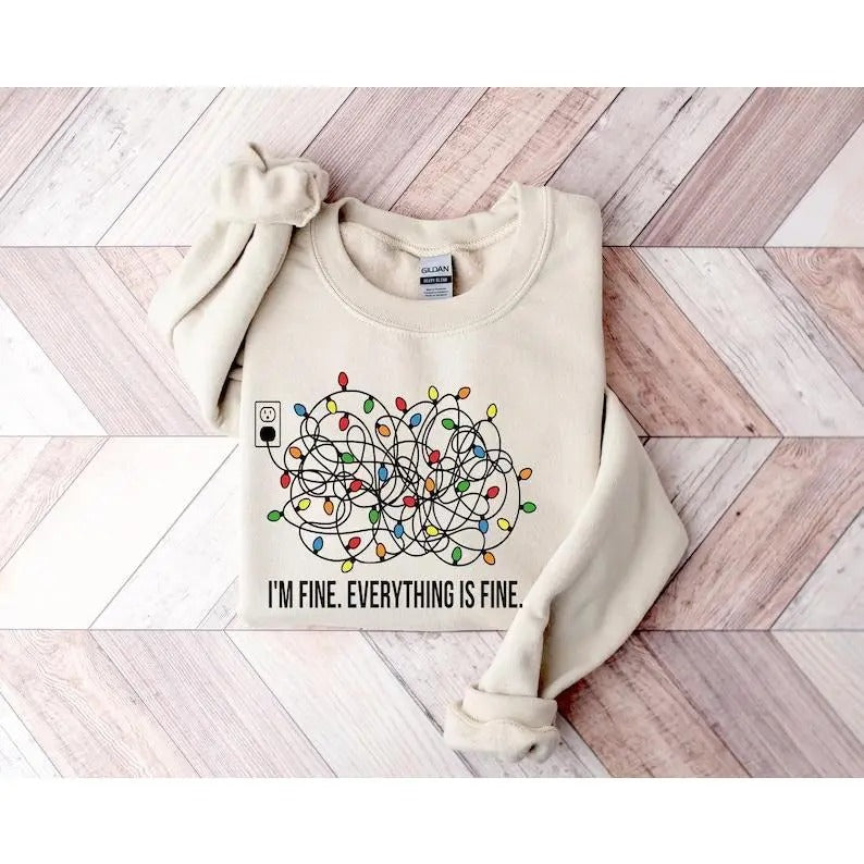 I'm Fine Everything Is Fine Sweatshirt, Christmas Sweatshirt, Sweatshirts Women, Christmas Sweatshirt Women, Christmas...
