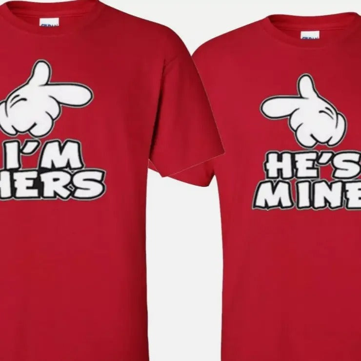 I'm Hers He's Mine Valentine Couple matching funny cute T-Shirts Hoodie, Sweatshirt | HypeCrazeTee.com