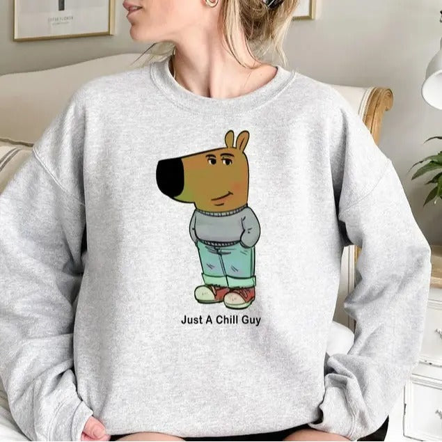 I'm Just A Chill Guy Sweatshirt, TikTok Meme Shirt, Viral Dog Cartoon Shirt,Chill Guy Meme Gift, Boyfriend Gift Shirt,...