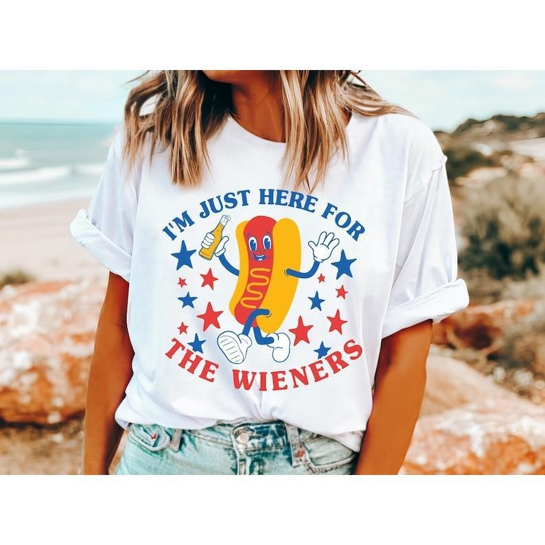 I'm Just Here for the Wieners Shirt 4th of July - Patriotic BBQ  T-shirt, sweater and Hoodie Sweatshirt | HypeCrazeTee.com