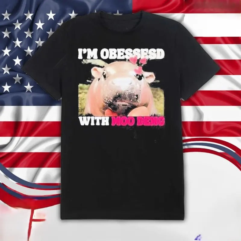 I'm Obessesd With Moo Deng T-Shirt, Moo Deng T-Shirt, Gift For Her, Gift For Him Fabric Top Cotton Hoodie, Sweatshirt