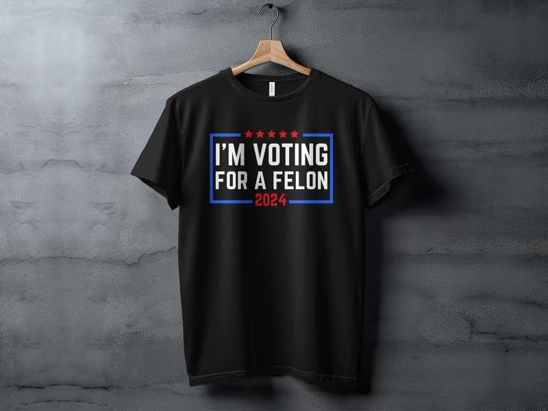 I'm Voting For A Felon T-Shirt 2024 Election Humor Gift Political Statement Shirt Funny Election Tee Hoodie, Sweatshirt