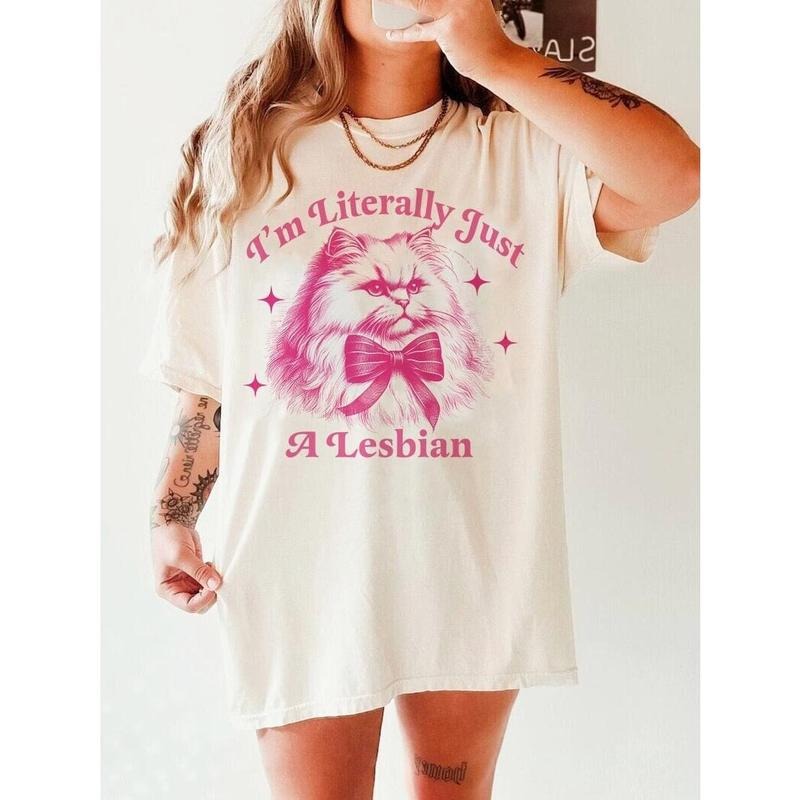 I'm literally just a lesbian shirt | sapphic shirt | retro lesbian shirt | funny lesbian gifts | funny lesbian shirt |...