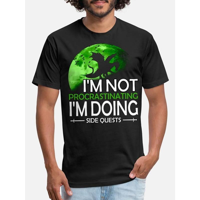 I'm not procrastinating, I'm doing a side task - Funny Men's Short Sleeve Pattern T-Shirt Collection Black Made in USA...