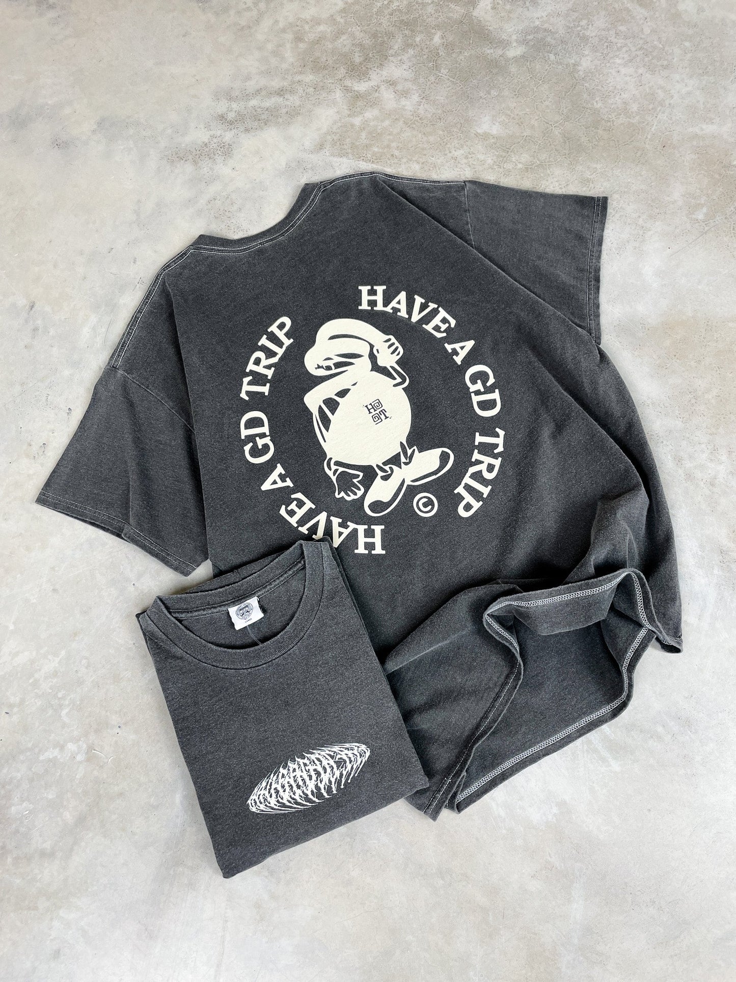 HAVE A GD TRIP 'Metal' Vintage Washed Tee - Charcoal