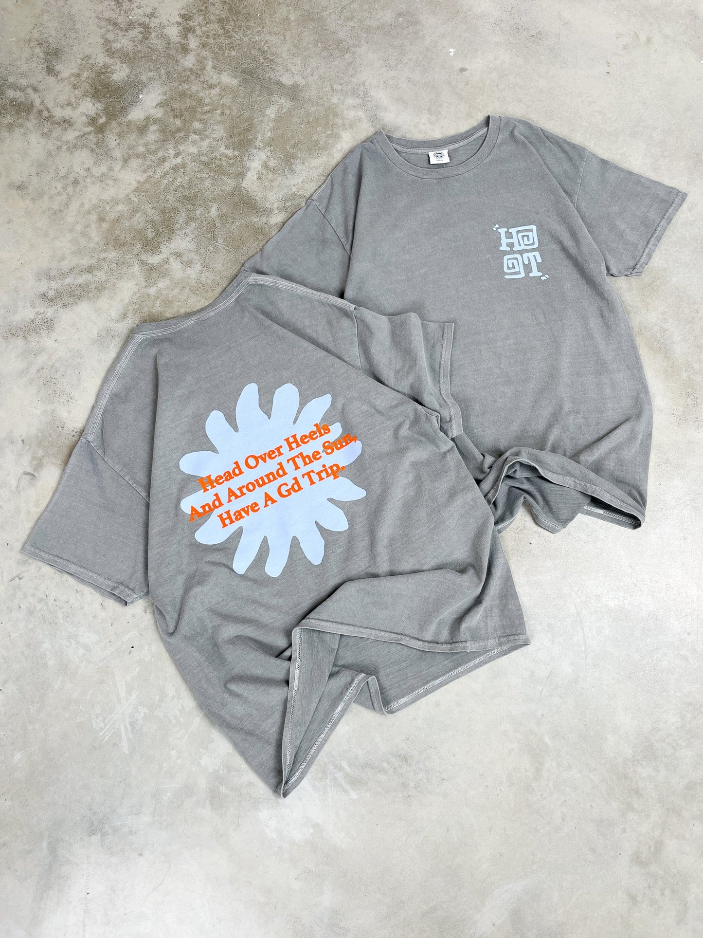 HAVE A GD TRIP 'Head Over Heels' Vintage Washed Tee - Dark Grey