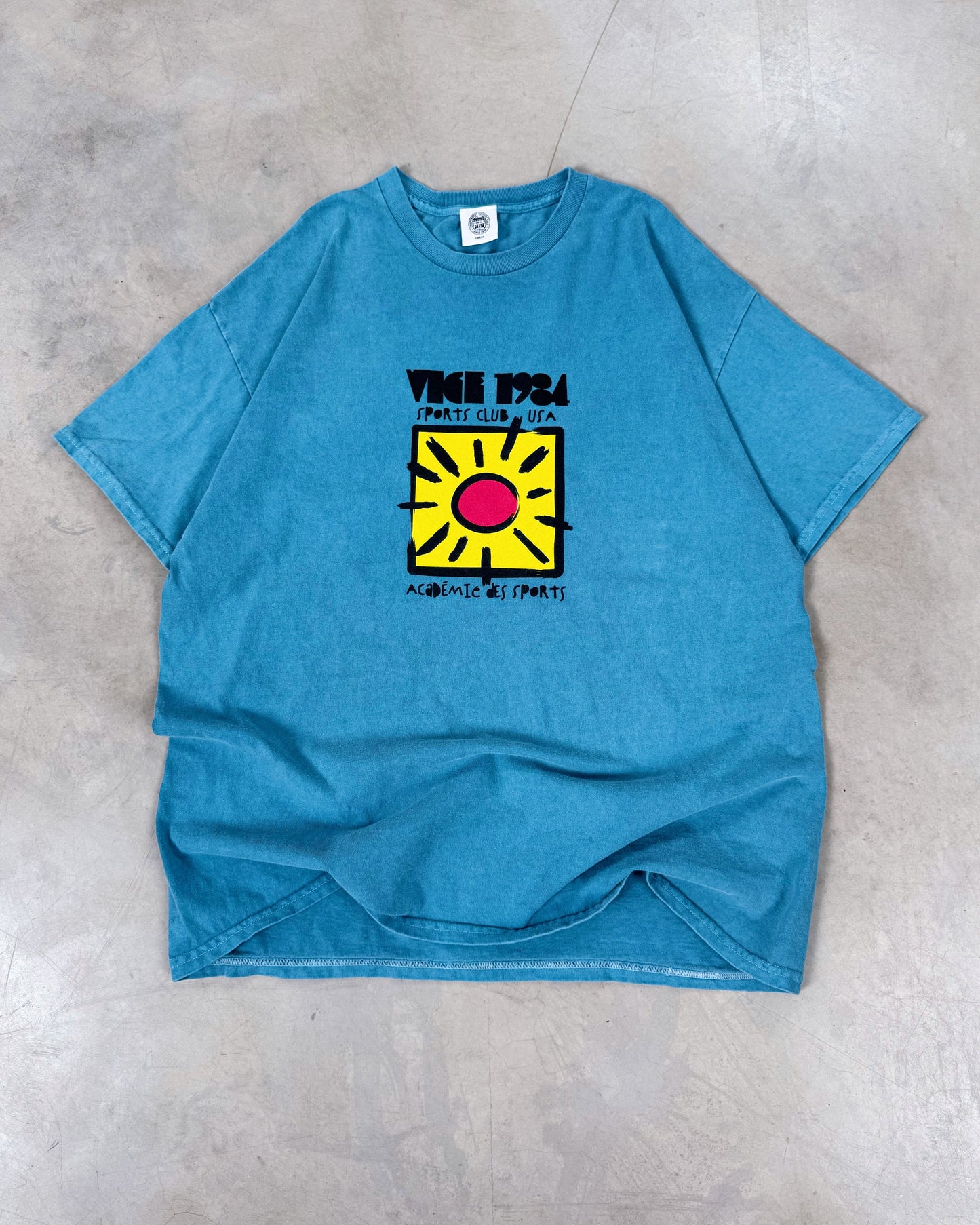 Vice 84 'Sun Sports Club' Vintage Washed Tee - Mid Blue