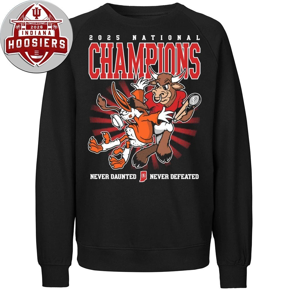 IN Never Defeated 2025 National Champions Never Daunted Never Defeated Shirt