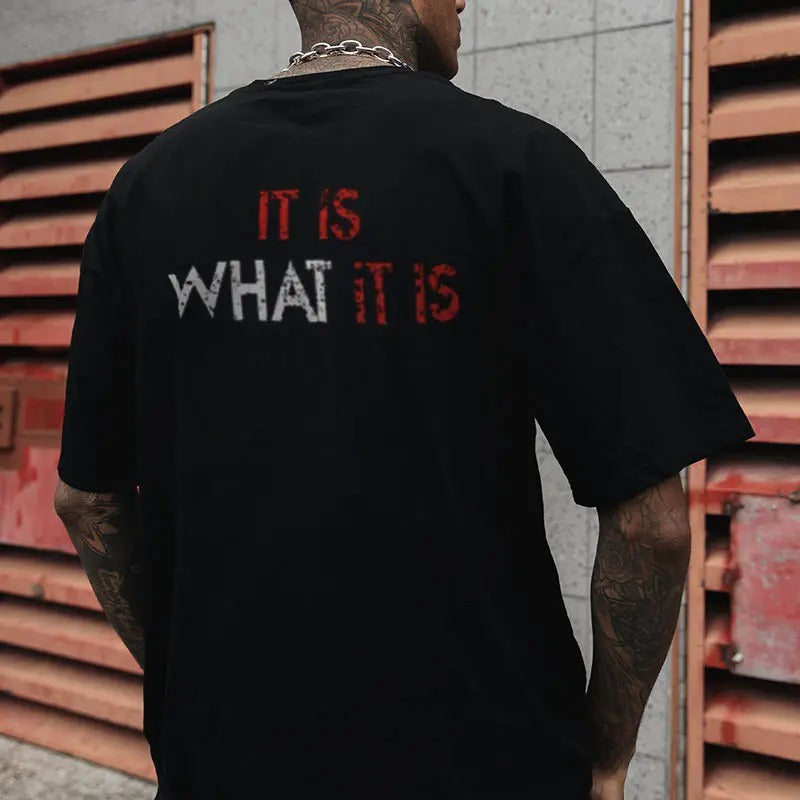 IT IS WHAT IT IS Letter Monogram Black and White Print T-shirt Hoodie, Sweatshirt | HypeCrazeTee.com