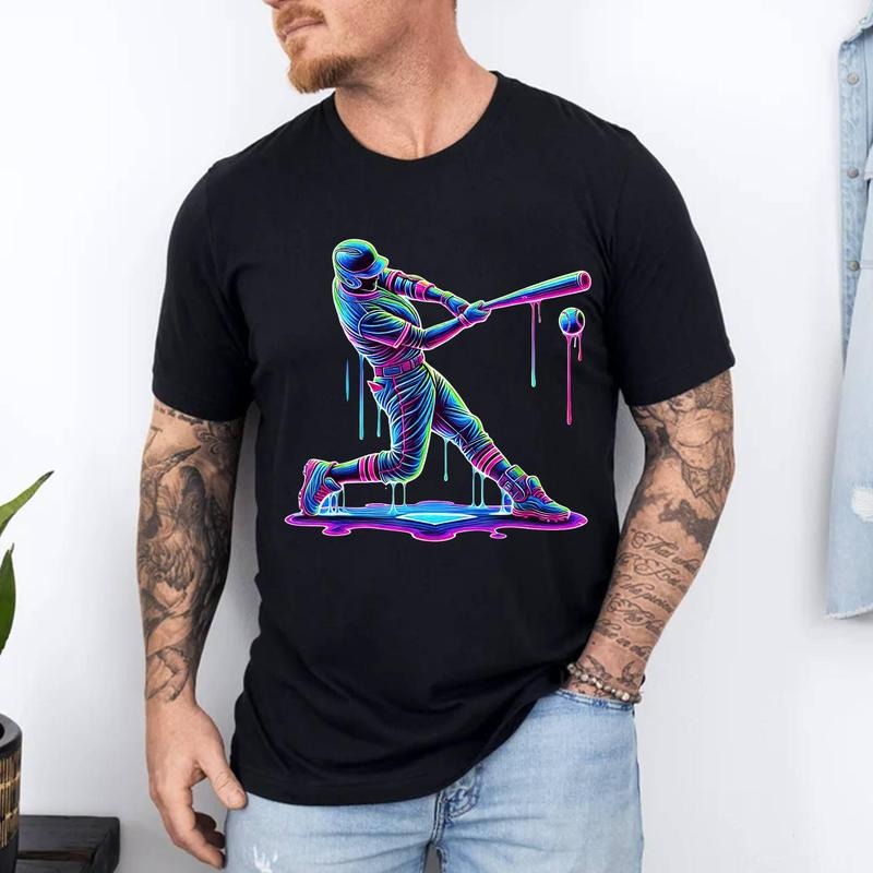 Ice Cream Drip Baseball Bat Baseball Player T-Shirt | 100% Cotton Tee, Top Menswear Hoodie, Sweatshirt | HypeCrazeTee.com