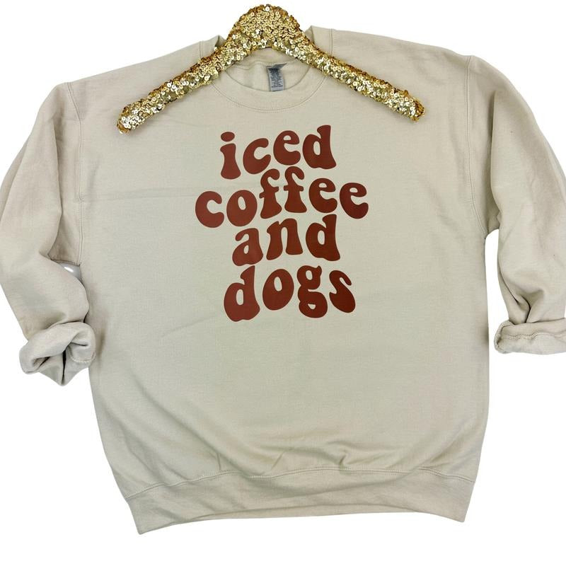 Iced Coffee & Dogs Gildan Sweatshirt T-Shirts, Hoodie | HypeCrazeTee.com