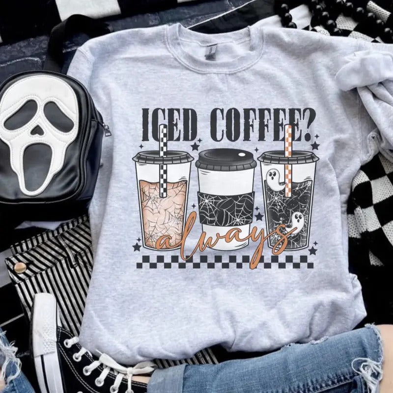 Iced Coffee Always Ash Grey Sublimation T-Shirts, Hoodie, Sweatshirt