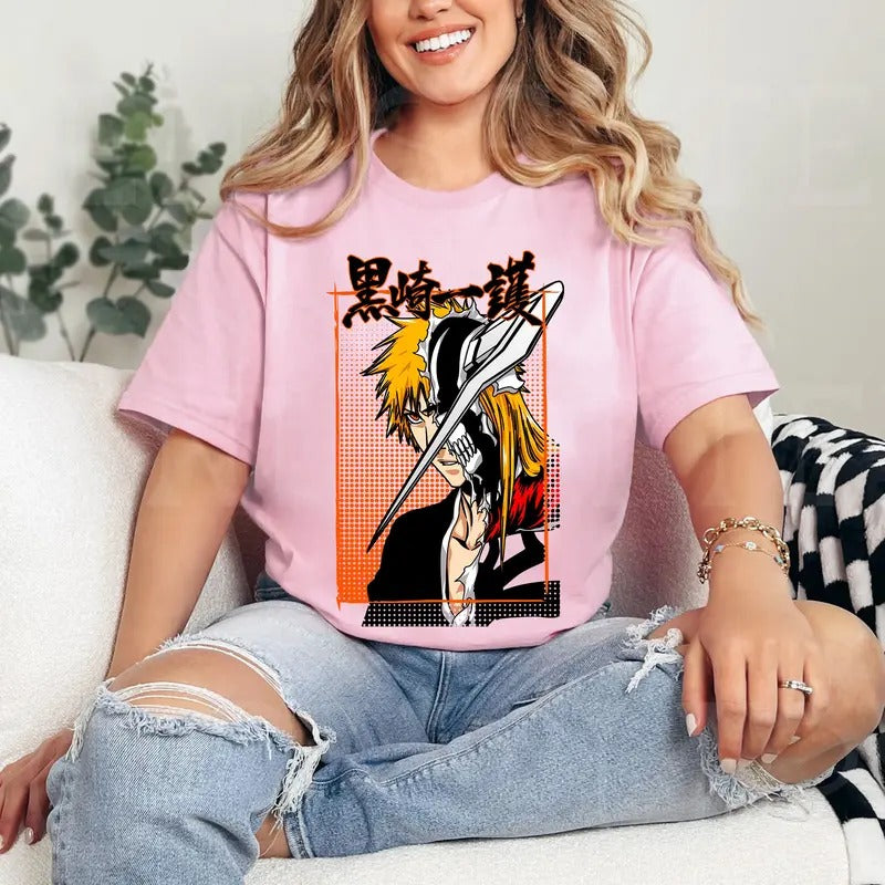 Ichigo Bleach Bankai Anime Tshirt Crewneck Hoodie Comfort Cotton Sweatshirt | HypeCrazeTee.com