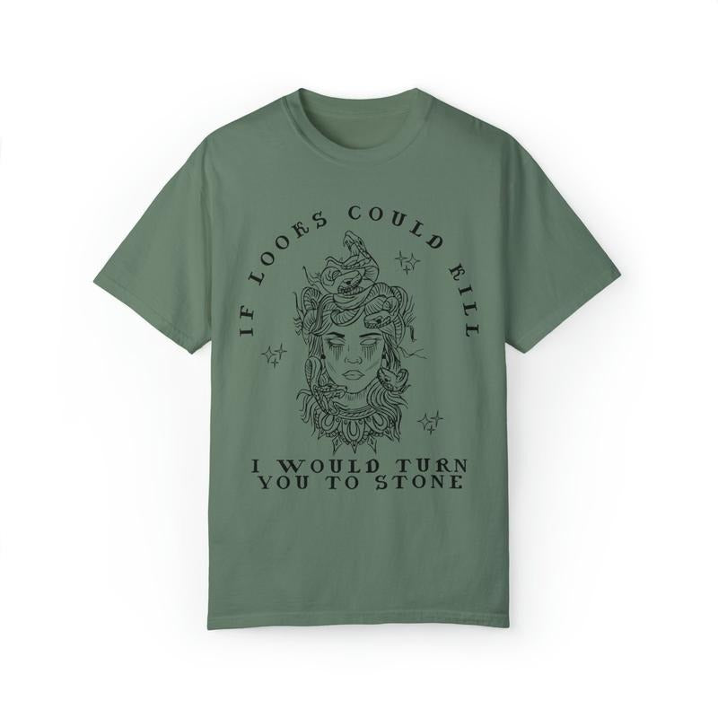 If Looks Could Kill Medusa Shirt Greek Goddess Greek Mythology T-Shirt Medusa Costume Bookish Merch Greek Apparel Dark...