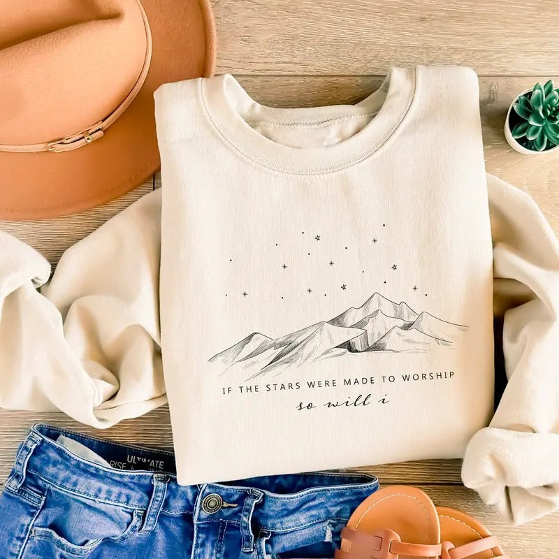 If The Stars Were Made To Worship Sweatshirt, Christian Hoodie, Religious Gift Bible Verse Shirt, Christian Womenswear...