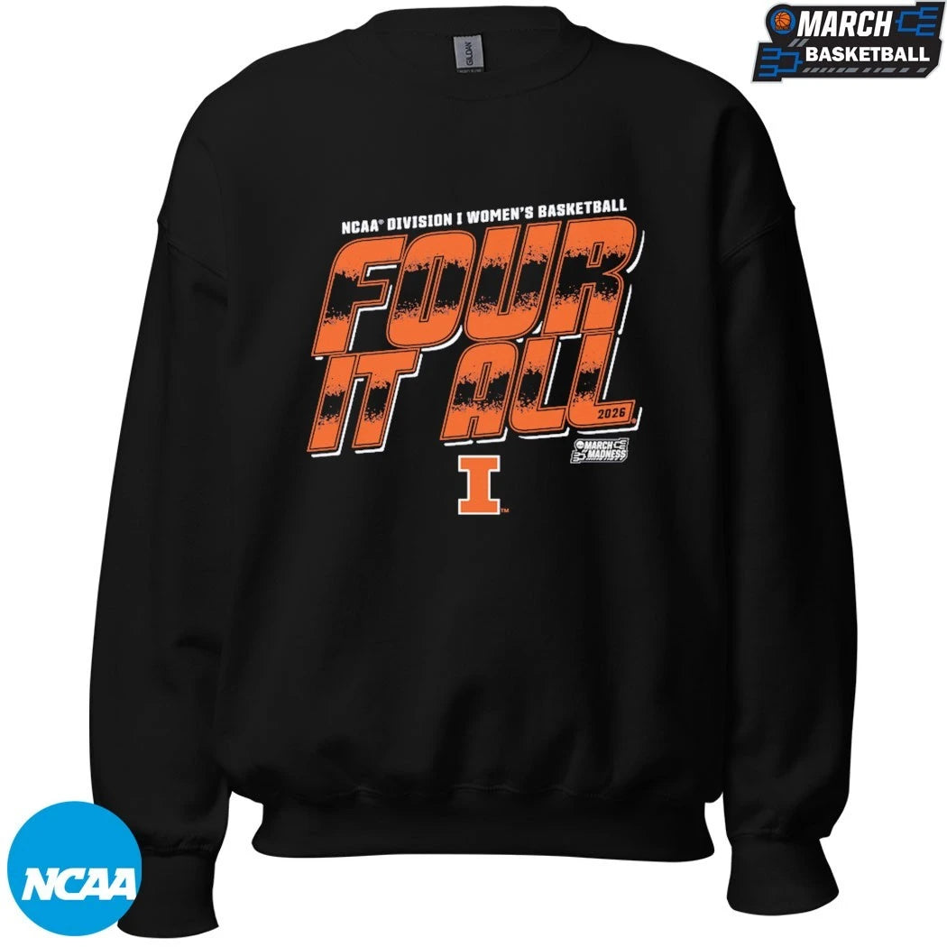 Illinois Fighting Illini 2026 NCAA I Women’s Basketball Four It All March Madness T-shirts