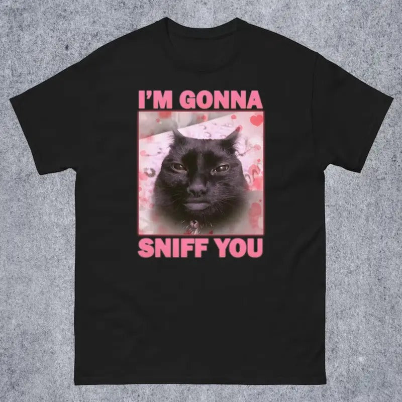 Im Gonna Sniff You Funny Cat Meme Tee Shirt Gift for Woman and Man, Brainrot Cats T-shirt, Silly Joke Gifts, Unhinged...