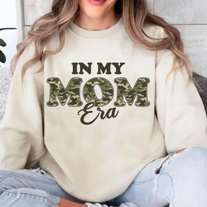 Im My Mom Era Camo Pattern Crewneck Sweatshirt, Camo Mama, Camo Mom, Hunting Mom Shirt Hoodie | HypeCrazeTee.com