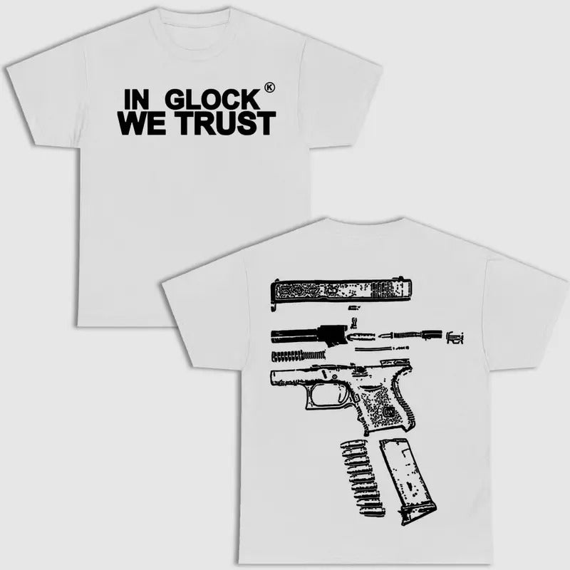 In Glock We Trust Double Sided Tee Graphic T-Shirt Hoodie, Sweatshirt | HypeCrazeTee.com