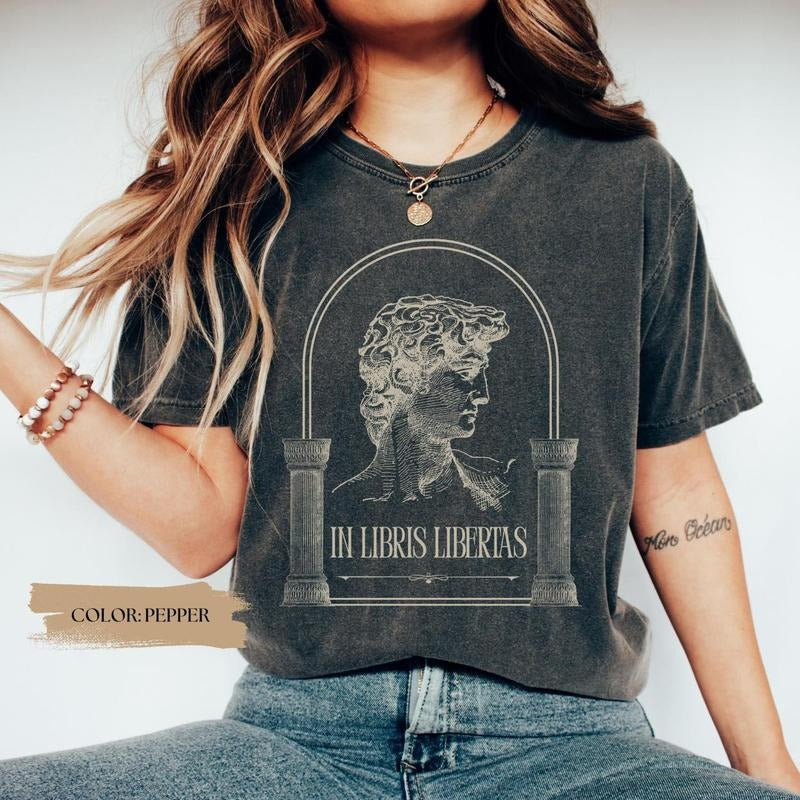 In Libris Libertas Bookish T-Shirt In Books There is Freedom Tshirt for Booklovers Vintage Reading Tee Bookish T-shirt...
