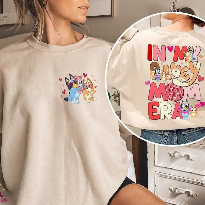 In My Bluey Mom Era Shirt | Funny Bluey Characters Shirt, Bluey and Bingo Shirt | Bandit and Chilli Shirt | Mothers's...