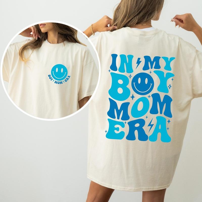 In My Boy Mom Era, Mama, Gift, Mother Comfort Colors Tshirt, Women's Crew Neck, Crewneck Hoodie, Sweatshirt