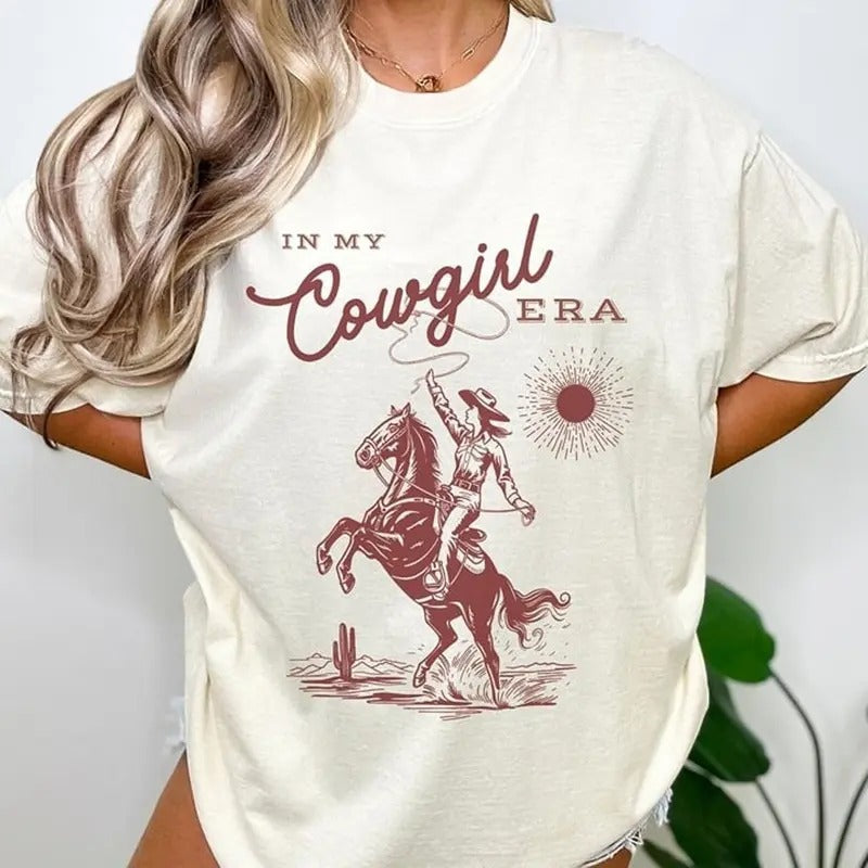 In My Cowgirl Era Tee, Retro Cowgirl Tee, Rodeo Shirt, Country Shirt Unisex Full Size Hoodie, Sweatshirt | HypeCrazeTee.com
