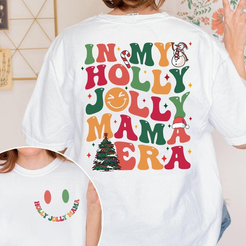 In My Holly Jolly Mama Era T-shirt, Christmas Shirt for Mom, Holly Jolly Shirt, Mom Tee, Mom Gift for Her, Christmas...