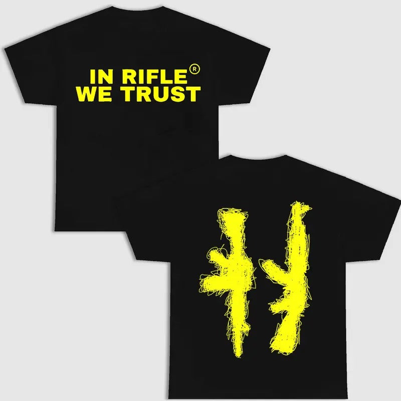 In Rifle We Trust T-Shirt, Black Version, S to 4XL, Menswear Hoodie, Sweatshirt | HypeCrazeTee.com