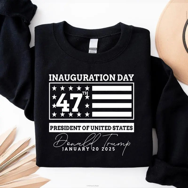 Inauguration Day 47th President of United States Trump Won Graphic Printed Unisex Classic Cotton Sweatshirt Crewneck...