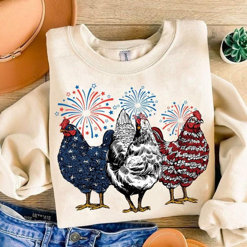 Independence Day Patriotic USA Chicken Retro American 4th July Patriotic Retro American T-Shirts, Hoodie, Sweatshirt