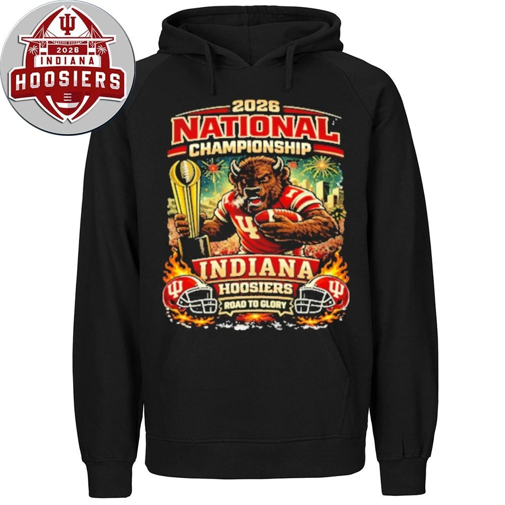 Indiana Football 2026 National Championship Football Mascot And Helmet Tee Shirt