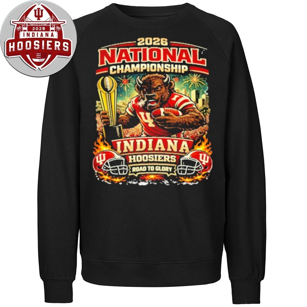 Indiana Football 2026 National Championship Football Mascot And Helmet Tee Shirt