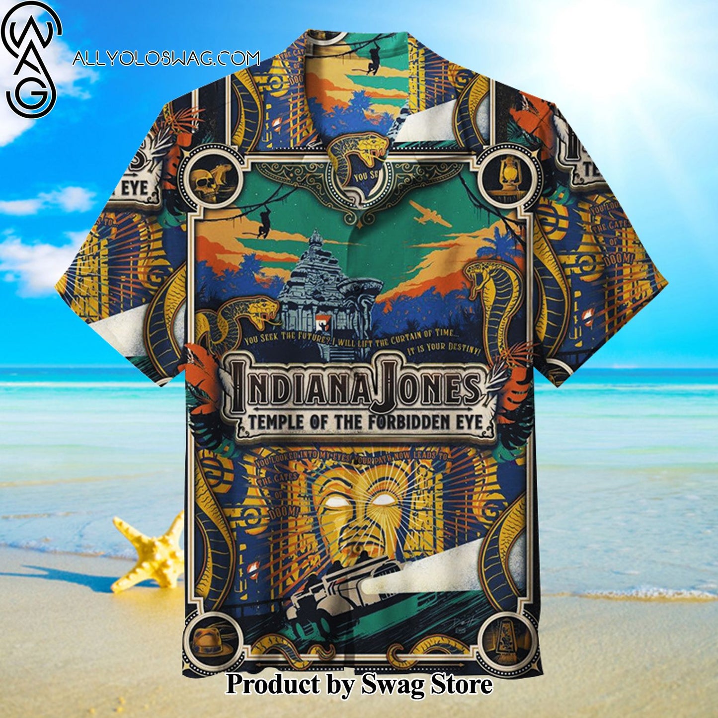 Indiana Jones Temple Of The Forbidden Eye Soft Fabric Hawaiian Shirt