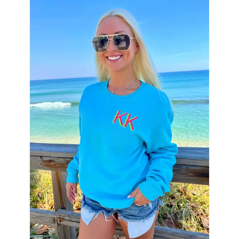 Initial Blue Crush Embroidered Sweatshirt T-Shirts, Hoodie | HypeCrazeTee.com