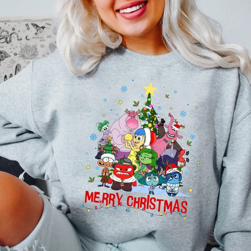 Inside Out 2 Characters Christmas Sweatshirt, Hoodie, Today I Feel Christmas Light, Emotions Friends Xmas Tshirt, Merry...