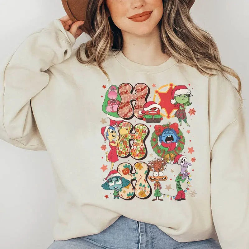 Inside Out 2 Characters Ho Ho Ho Christmas Matching Shirts, Anxiety Ennui Joy Fear Xmas Tee, Very Merry Christmas Gift,...