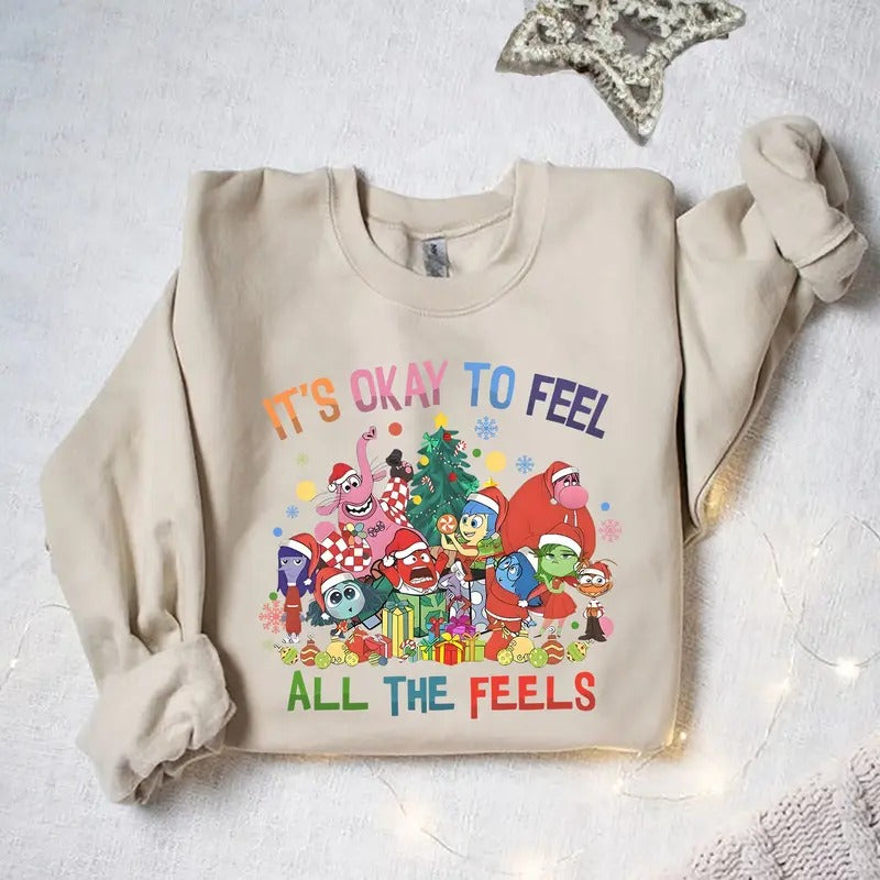 Inside Out 2 Characters Merry Christmas Matching Sweatshirt, Anxiety Ennui Joy Fear Xmas Tee, Very Merry Christmas Gift,...