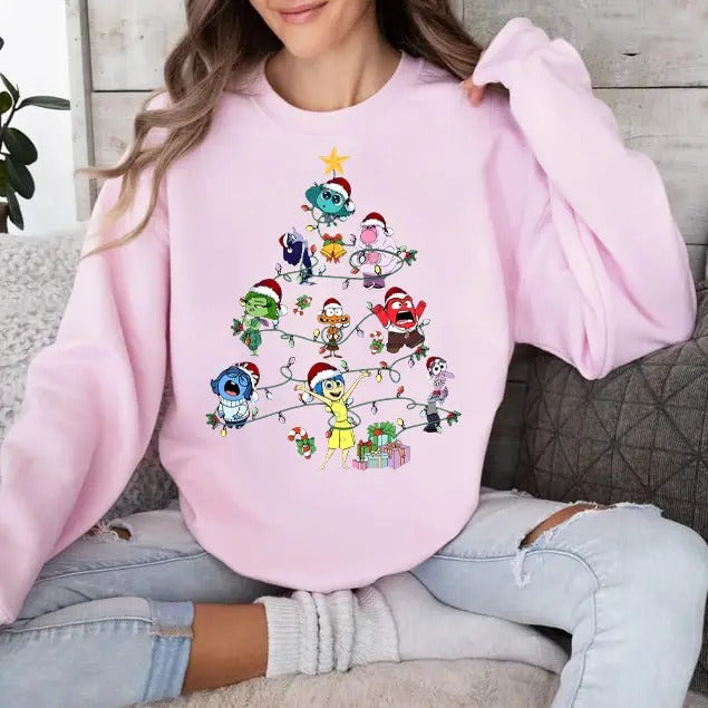 Inside Out 2 Christmas Light TShirt Sweatshirt Hoodie, Inside Out All Emotions Shirt, Christmas Gift, Christmas Family Shirt