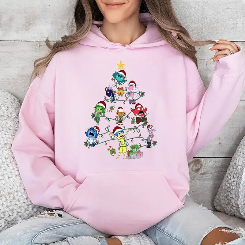 Inside Out Characters Christmas Lights Tree Shirts, Inside Out 2 Tees, Inside Out Merry Christmas, Christmas Kids Gift...