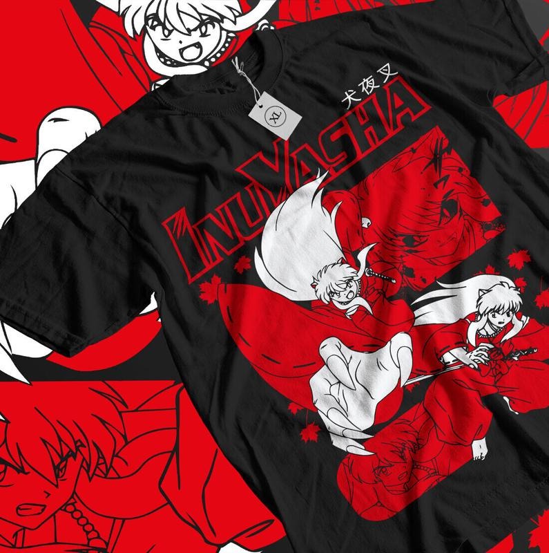 Inuyasha T-Shirt S-4XL Red Moon Inu Yasha Sesshomaru Funny Anime Gift Shirt Tshirt S-4XL Hoodie, Sweatshirt