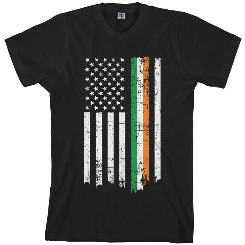 Irish American Flag Men's Short Sleeve or Long Sleeve T-Shirt Ireland Colors USA Hoodie, Sweatshirt | HypeCrazeTee.com