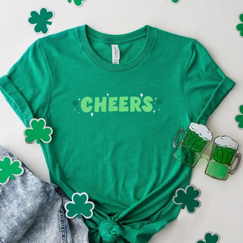 Irish Cheers Tshirt, Cheers St Patricks Day T Shirt, Happy St Paddys Day Drinking T-Shirt, St Pattys Day Party Shirt,...