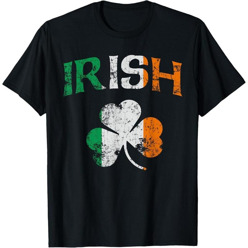 Irish Shamrock Ireland Flag St Patricks Day Vintage Fade Made USA T-Shirts, Hoodie, Sweatshirt