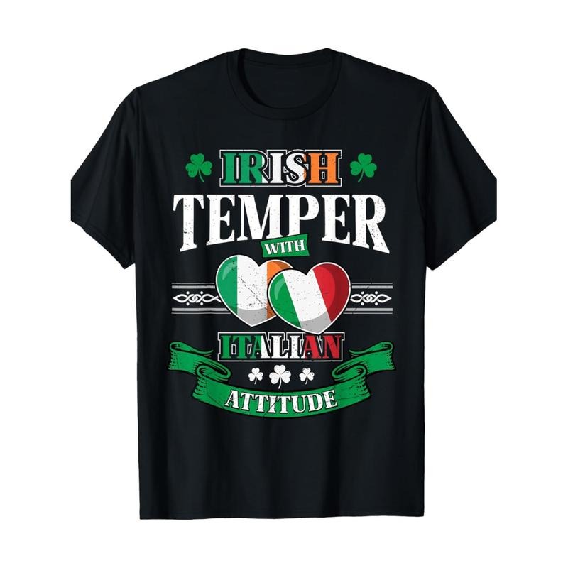Irish Spirit Meets Italian Passion St Patricks Day Ireland Italy T-Shirt 220g 100 Cotton Golf Gift T-Shirt For Men and...