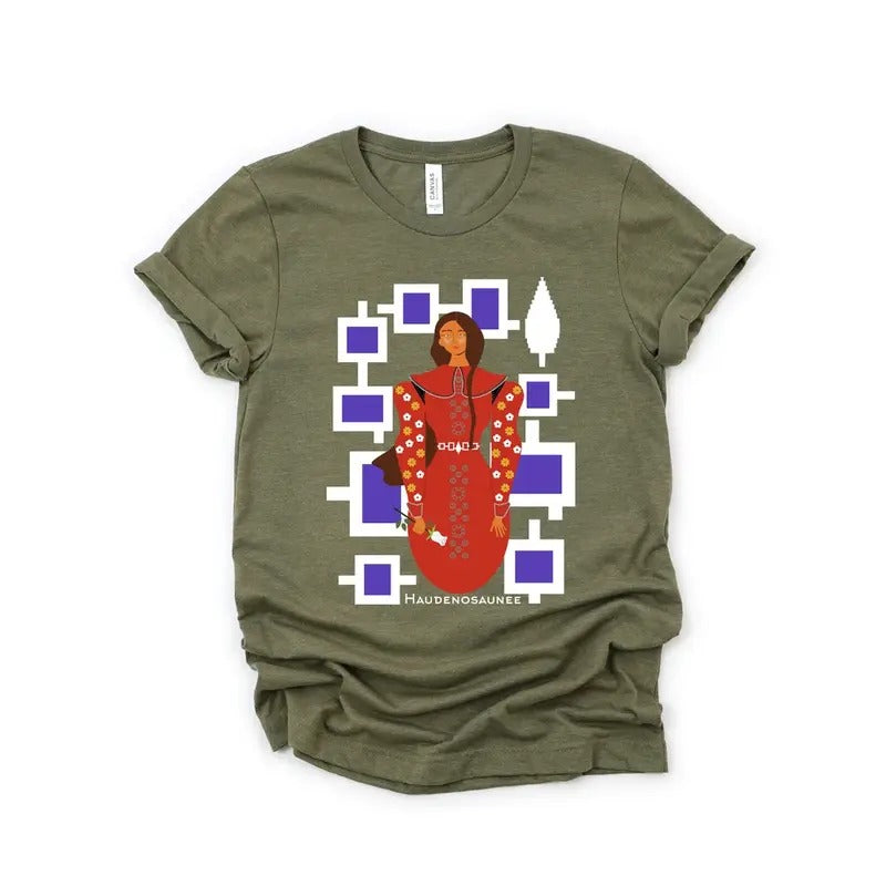 Iroquois Woman T-Shirt, Hiawatha Belt Native American Style Sweatshirt, Unisex Jersey Short Sleeve Tee, Indian Women's...