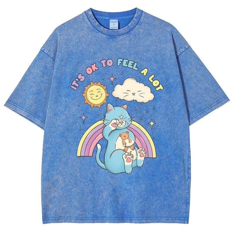 It ok feel a lotUnisex Summer outfits men streetwear 80s 90s graphic tees cotton funny washed tshirt men gifts Hoodie,...