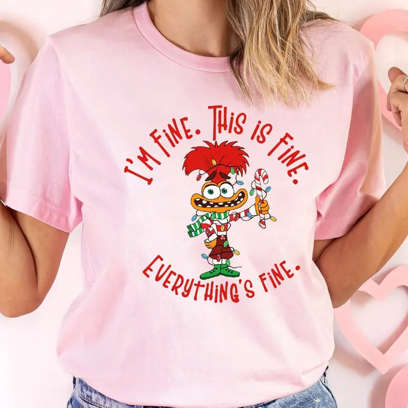 It's Fine This Is Fine Everything Is Fine Christmas Light T shirt, Anxiety Christmas Lights Sweater, Inside Out Christmas...