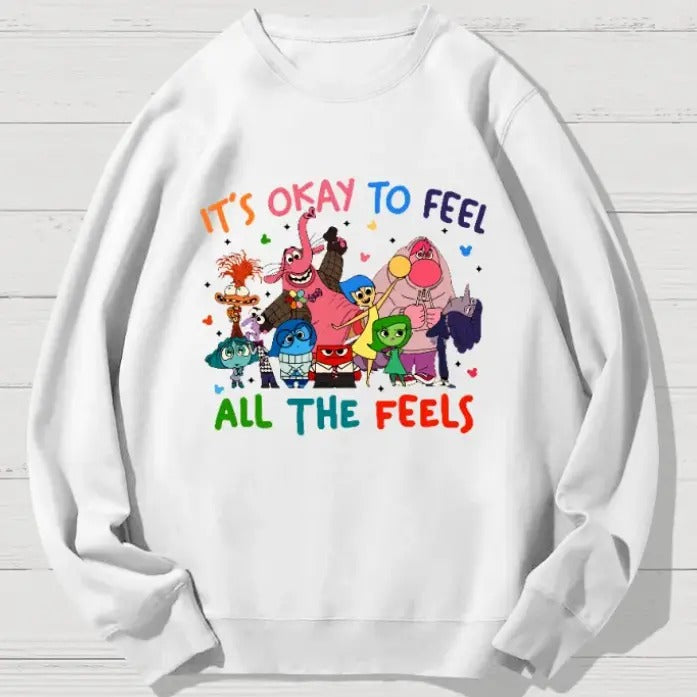 It's Okay To Feel All The Feels T-Shirt, Shirt,Therapy Shirt, Teacher Shirt, Gift for Teacher, It's Okay To Feel All The...
